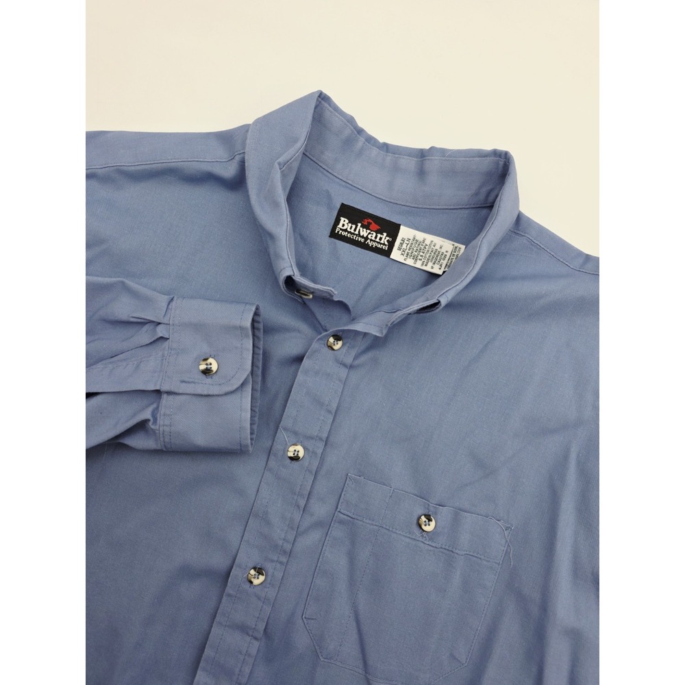 Bulwark Shirt Mens Button Down Size 2XLT FR Flame Resistant‎ Short Sleeve Blue